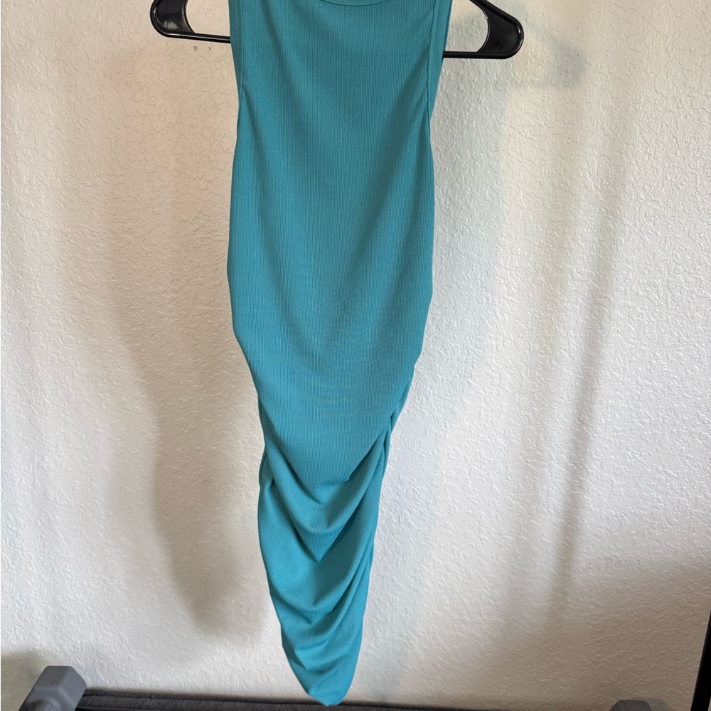 Elegant Teal Sleeveless Dress - Picture 6 of 6